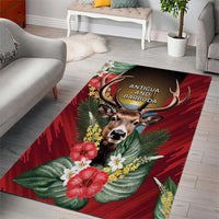 Antigua and Barbuda Area Rug Tropical Flowers Stag Deer - Wonder Print Shop