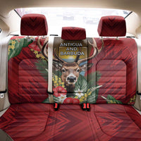 Antigua and Barbuda Back Car Seat Cover Tropical Flowers Stag Deer - Wonder Print Shop
