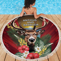 Antigua and Barbuda Beach Blanket Tropical Flowers Stag Deer - Wonder Print Shop