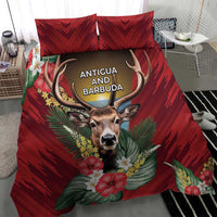 Antigua and Barbuda Bedding Set Tropical Flowers Stag Deer - Wonder Print Shop