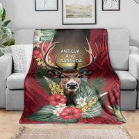 Antigua and Barbuda Blanket Tropical Flowers Stag Deer - Wonder Print Shop