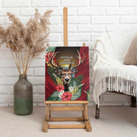 Antigua and Barbuda Canvas Wall Art Tropical Flowers Stag Deer - Wonder Print Shop
