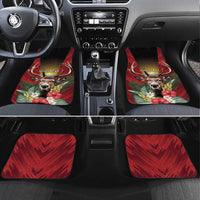 Antigua and Barbuda Car Mats Tropical Flowers Stag Deer - Wonder Print Shop