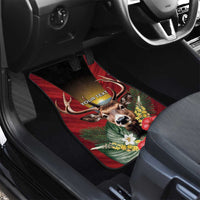 Antigua and Barbuda Car Mats Tropical Flowers Stag Deer - Wonder Print Shop