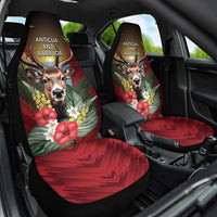 Antigua and Barbuda Car Seat Cover Tropical Flowers Stag Deer - Wonder Print Shop