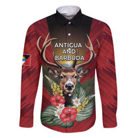 Personalized Antigua and Barbuda Family Matching Mermaid Dress and Hawaiian Shirt Tropical Flowers Stag Deer - Wonder Print Shop