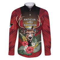 Personalized Antigua and Barbuda Family Matching Puletasi and Hawaiian Shirt Tropical Flowers Stag Deer - Wonder Print Shop
