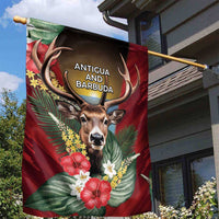 Antigua and Barbuda Garden Flag Tropical Flowers Stag Deer - Wonder Print Shop