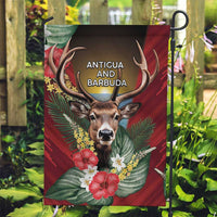 Antigua and Barbuda Garden Flag Tropical Flowers Stag Deer - Wonder Print Shop