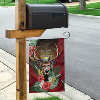 Antigua and Barbuda Garden Flag Tropical Flowers Stag Deer - Wonder Print Shop