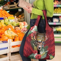 Antigua and Barbuda Grocery Bag Tropical Flowers Stag Deer - Wonder Print Shop