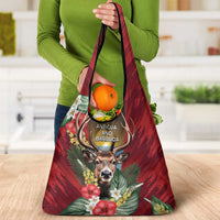 Antigua and Barbuda Grocery Bag Tropical Flowers Stag Deer - Wonder Print Shop