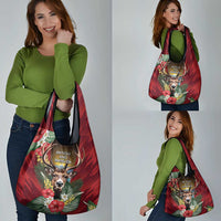 Antigua and Barbuda Grocery Bag Tropical Flowers Stag Deer - Wonder Print Shop