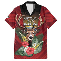 Personalized Antigua and Barbuda Hawaiian Shirt Tropical Flowers Stag Deer - Wonder Print Shop