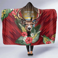 Antigua and Barbuda Hooded Blanket Tropical Flowers Stag Deer - Wonder Print Shop