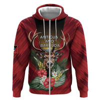 Personalized Antigua and Barbuda Hoodie Tropical Flowers Stag Deer - Wonder Print Shop