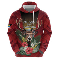 Personalized Antigua and Barbuda Hoodie Tropical Flowers Stag Deer - Wonder Print Shop