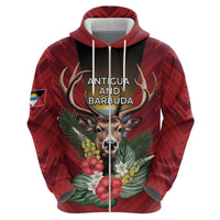 Personalized Antigua and Barbuda Hoodie Tropical Flowers Stag Deer - Wonder Print Shop