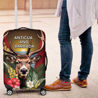 Antigua and Barbuda Luggage Cover Tropical Flowers Stag Deer - Wonder Print Shop