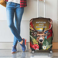 Antigua and Barbuda Luggage Cover Tropical Flowers Stag Deer - Wonder Print Shop