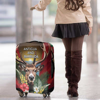 Antigua and Barbuda Luggage Cover Tropical Flowers Stag Deer - Wonder Print Shop