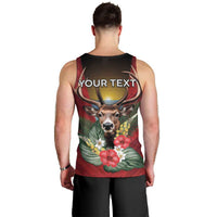 Personalized Antigua and Barbuda Men Tank Top Tropical Flowers Stag Deer - Wonder Print Shop