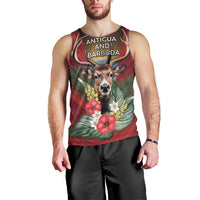 Personalized Antigua and Barbuda Men Tank Top Tropical Flowers Stag Deer - Wonder Print Shop