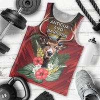 Personalized Antigua and Barbuda Men Tank Top Tropical Flowers Stag Deer - Wonder Print Shop
