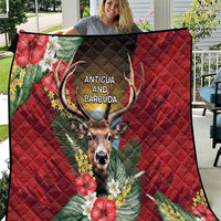 Antigua and Barbuda Quilt Tropical Flowers Stag Deer - Wonder Print Shop