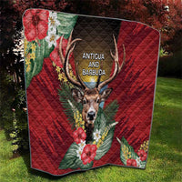 Antigua and Barbuda Quilt Tropical Flowers Stag Deer - Wonder Print Shop