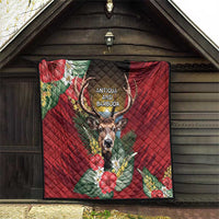Antigua and Barbuda Quilt Tropical Flowers Stag Deer - Wonder Print Shop