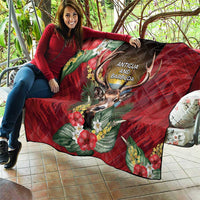 Antigua and Barbuda Quilt Tropical Flowers Stag Deer - Wonder Print Shop
