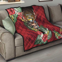 Antigua and Barbuda Quilt Tropical Flowers Stag Deer - Wonder Print Shop