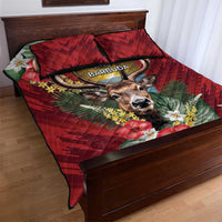 Antigua and Barbuda Quilt Bed Set Tropical Flowers Stag Deer - Wonder Print Shop