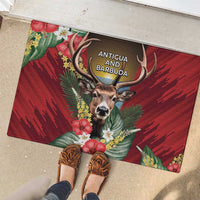 Antigua and Barbuda Rubber Doormat Tropical Flowers Stag Deer - Wonder Print Shop