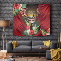 Antigua and Barbuda Tapestry Tropical Flowers Stag Deer - Wonder Print Shop