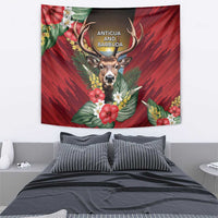Antigua and Barbuda Tapestry Tropical Flowers Stag Deer - Wonder Print Shop