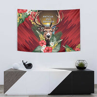 Antigua and Barbuda Tapestry Tropical Flowers Stag Deer - Wonder Print Shop