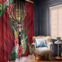 Antigua and Barbuda Window Curtain Tropical Flowers Stag Deer - Wonder Print Shop