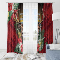 Antigua and Barbuda Window Curtain Tropical Flowers Stag Deer - Wonder Print Shop