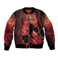 Personalized Canada Maple Leaf Bomber Jacket Red Galaxy Style - Wonder Print Shop