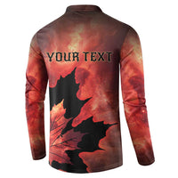 Personalized Canada Maple Leaf Button Sweatshirt Red Galaxy Style - Wonder Print Shop
