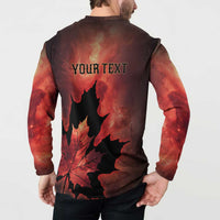 Personalized Canada Maple Leaf Button Sweatshirt Red Galaxy Style - Wonder Print Shop