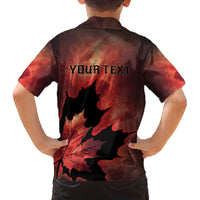 Personalized Canada Maple Leaf Family Matching Off The Shoulder Long Sleeve Dress and Hawaiian Shirt Red Galaxy Style - Wonder Print Shop