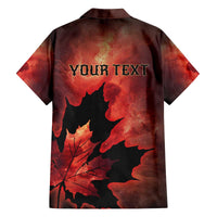 Personalized Canada Maple Leaf Family Matching Off The Shoulder Long Sleeve Dress and Hawaiian Shirt Red Galaxy Style - Wonder Print Shop