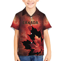 Personalized Canada Maple Leaf Family Matching Short Sleeve Bodycon Dress and Hawaiian Shirt Red Galaxy Style - Wonder Print Shop