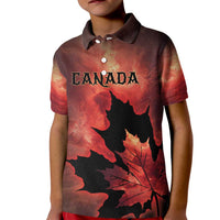 Personalized Canada Maple Leaf Kid Polo Shirt Red Galaxy Style - Wonder Print Shop