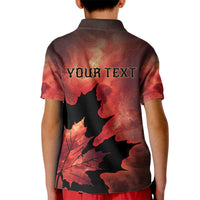 Personalized Canada Maple Leaf Kid Polo Shirt Red Galaxy Style - Wonder Print Shop