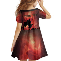 Personalized Canada Maple Leaf Kid Short Sleeve Dress Red Galaxy Style - Wonder Print Shop