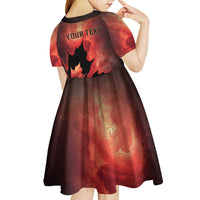 Personalized Canada Maple Leaf Kid Short Sleeve Dress Red Galaxy Style - Wonder Print Shop